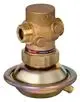 Danfoss Differenzdruckregler mit mehreren Anschlüssen und einer metallischen Kappe. Sichtbare Materialien sind Bronze und eine farbige Unterseite.